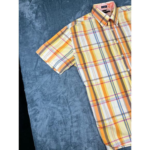 Men’s Tommy Hilfiger Plaid Short-Sleeve Shirt XL 80s 2-Ply Fabric Excellent - Picture 5 of 10
